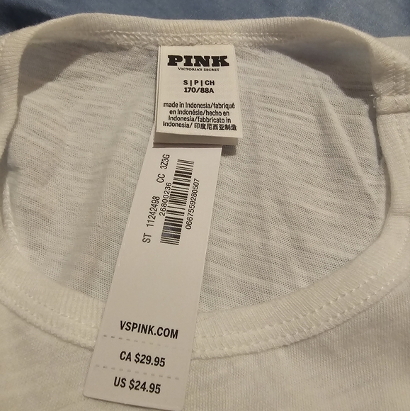 VS PINK Woman's White Tank Top Size Small NWT - Picture 2 of 8